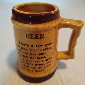 Rare Specialty Industries Porcelain Shot Mug With Bar Joke On Mini Beer Stein
